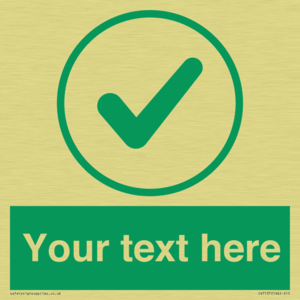 Custom green background, green tick in circle sign